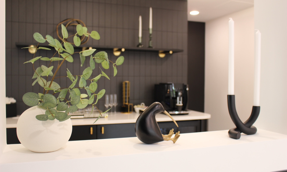 Beverage and coffee station at McLean Dental Loft