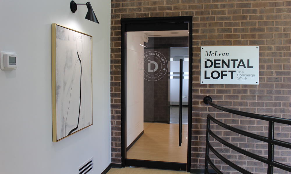 Entrance to McLean Dental Loft with office signage